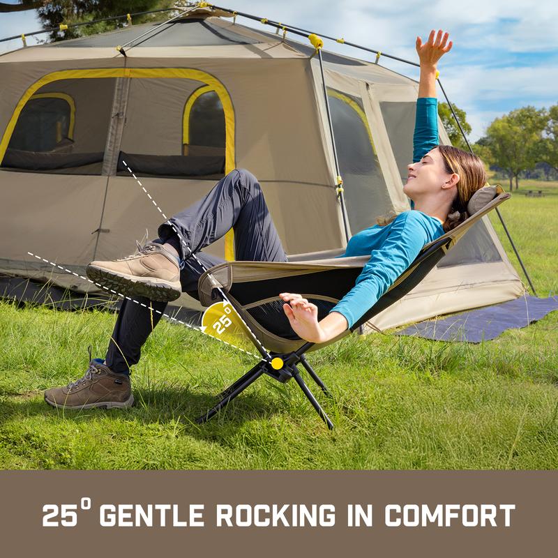 🪑 Campingstoel, draagbaar en lichtgewicht, comfortabel, opvouwbare schommelstoel met draagtas voor kamperen, wandelen, het terras, vissen, draagvermogen tot 113 kg, camping ligstoel, opvouwbare stoel