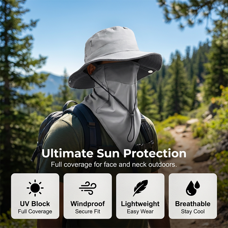 🥳2026 HEISSER VERKAUF🥳🌬️ 50 % RABATT! Atmungsaktive Fischerhut mit abnehmbarer Maske – 2-in-1-Design, Ice-Silk-Material sorgt für angenehme Kühle. Breite Krempe und Nackenschutz für 360°-Sonnenschutz. Verstellbarer Kinnriemen, windabweisend