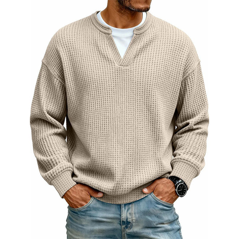 ⏳ LAST DAY 66% OFF! 🔥 Timeless Comfort | Men's Textured Waffle Layered-Look Long-Sleeve Tee