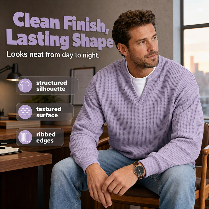 ⏳ LAST DAY 66% OFF! 🔥 Timeless Comfort | Men's Textured Waffle Layered-Look Long-Sleeve Tee