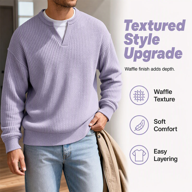 ⏳ LAST DAY 66% OFF! 🔥 Timeless Comfort | Men's Textured Waffle Layered-Look Long-Sleeve Tee