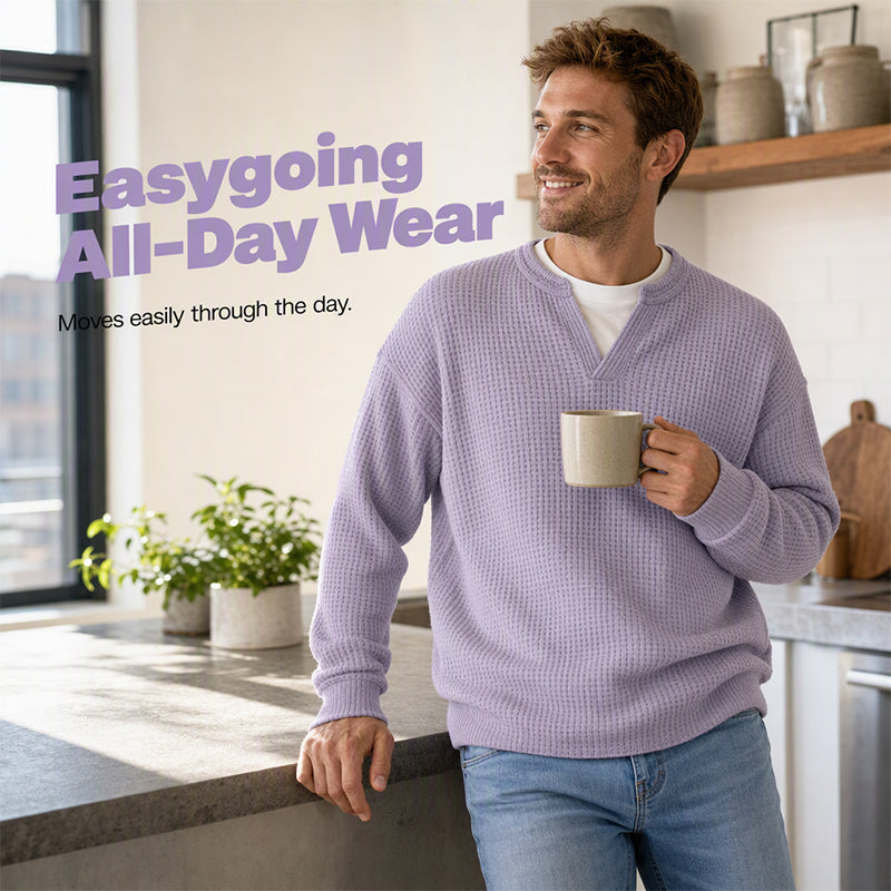 ⏳ LAST DAY 66% OFF! 🔥 Timeless Comfort | Men's Textured Waffle Layered-Look Long-Sleeve Tee
