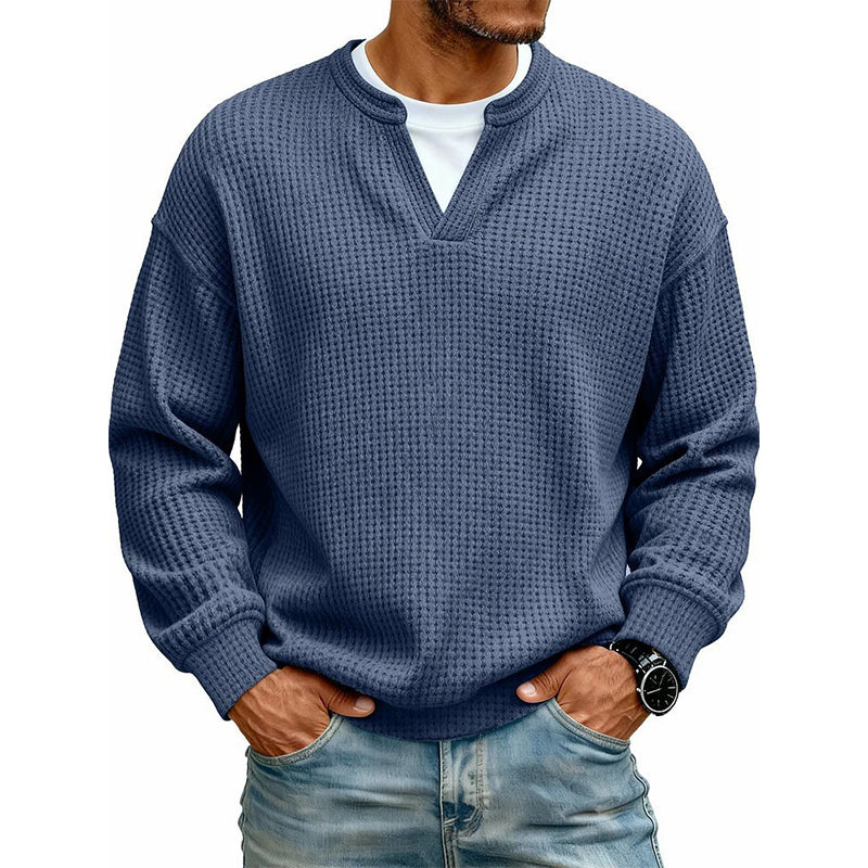 ⏳ LAST DAY 66% OFF! 🔥 Timeless Comfort | Men's Textured Waffle Layered-Look Long-Sleeve Tee
