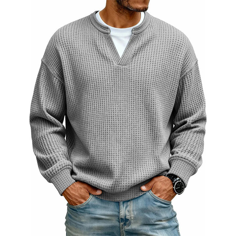 ⏳ LAST DAY 66% OFF! 🔥 Timeless Comfort | Men's Textured Waffle Layered-Look Long-Sleeve Tee