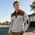 🧶 Textured Comfort | Men's Quarter-Zip Corduroy Knit Sweater